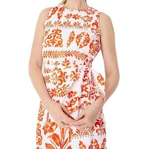 ANN‎ TAYLOR Tie Waste Sheath Dress NWT New Orange & White Size 10